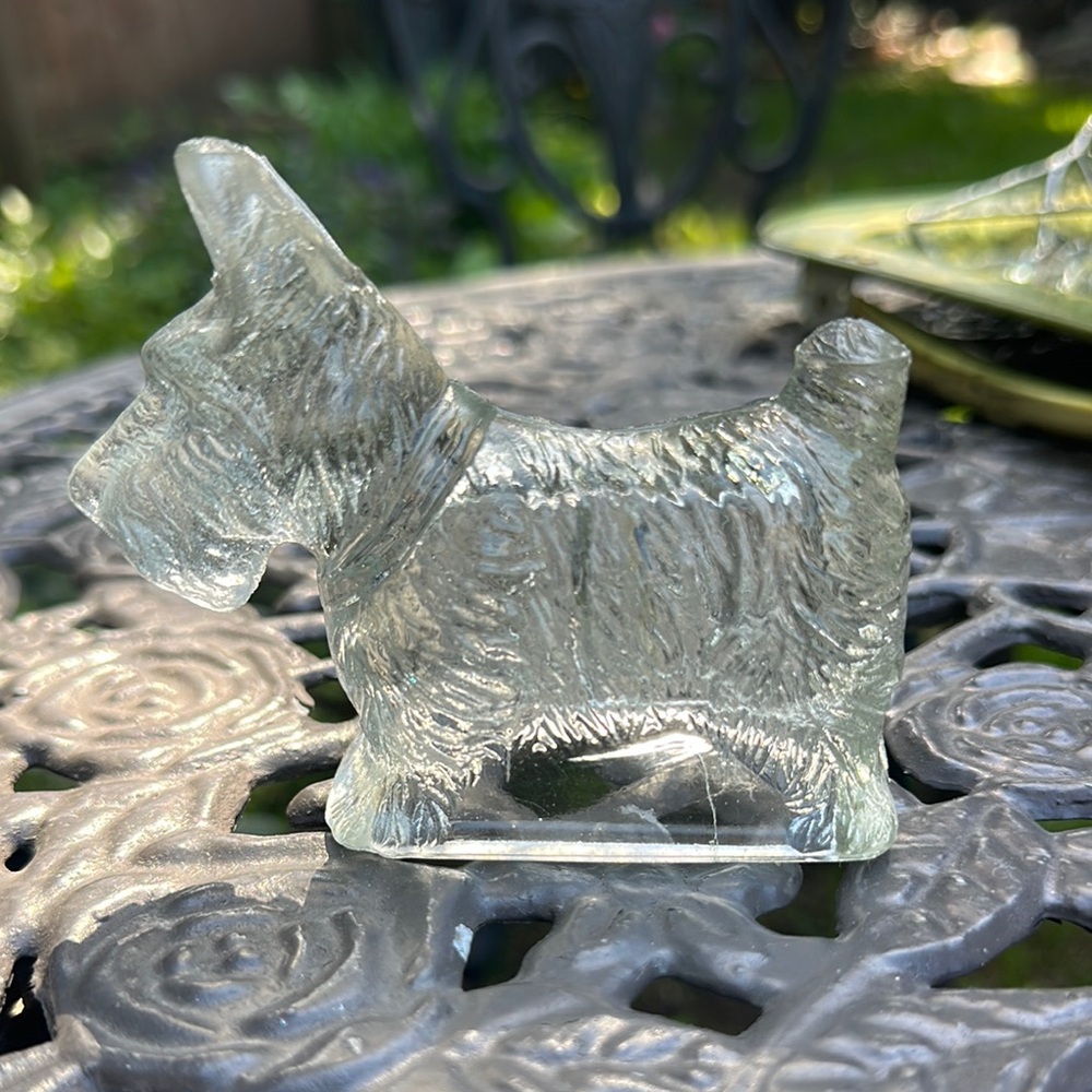 Vintage Scottie Dog Federal Glass Figurine Pressed Glass Scottish Terrier